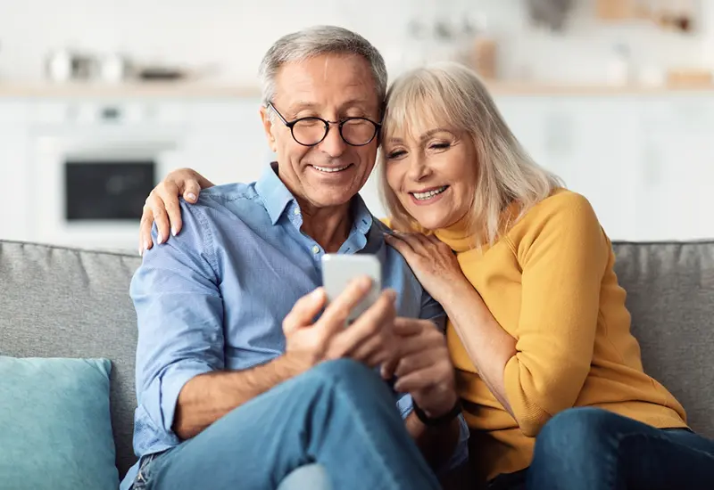 couple looking at phone
